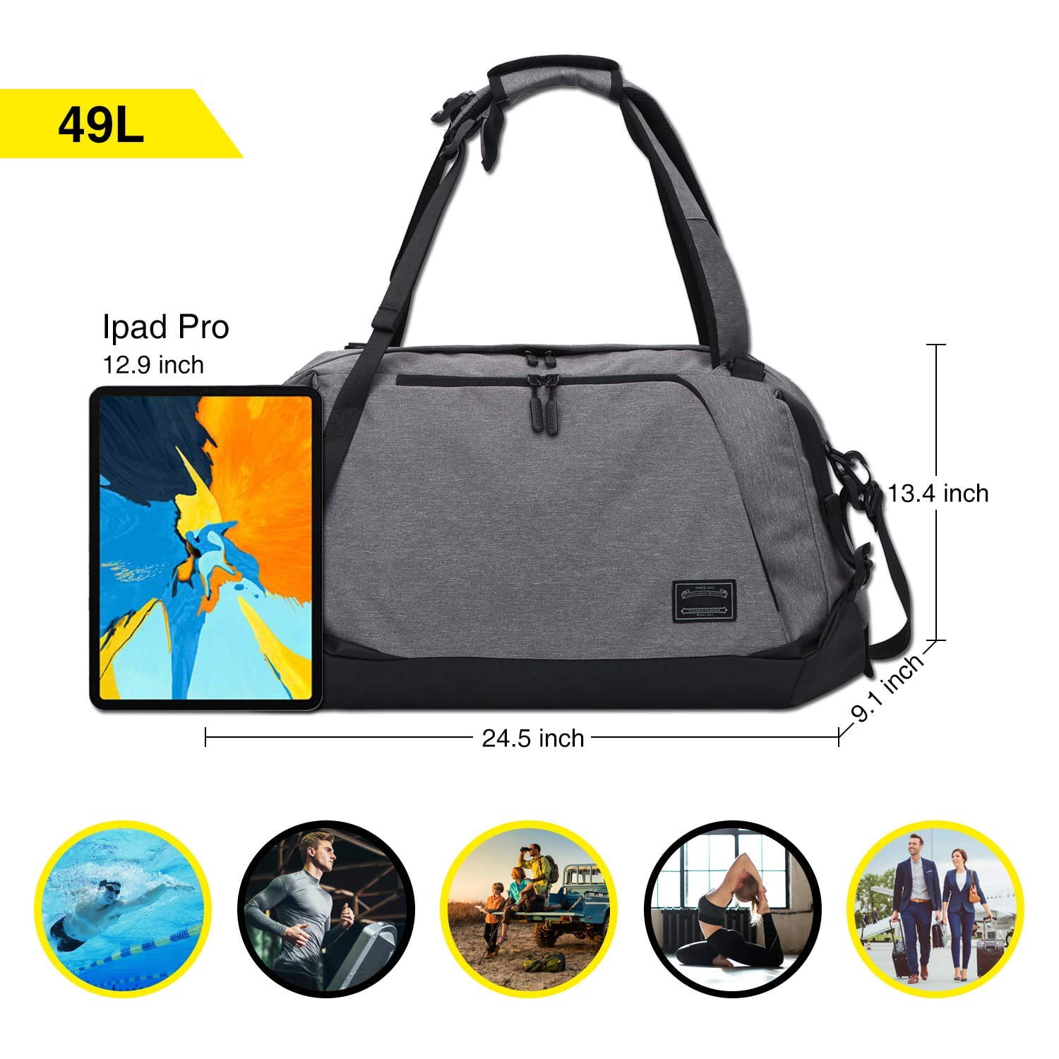 361º Gym Bag Swim Backpack for Men Women Waterproof Sports Bag Shoes Compartment